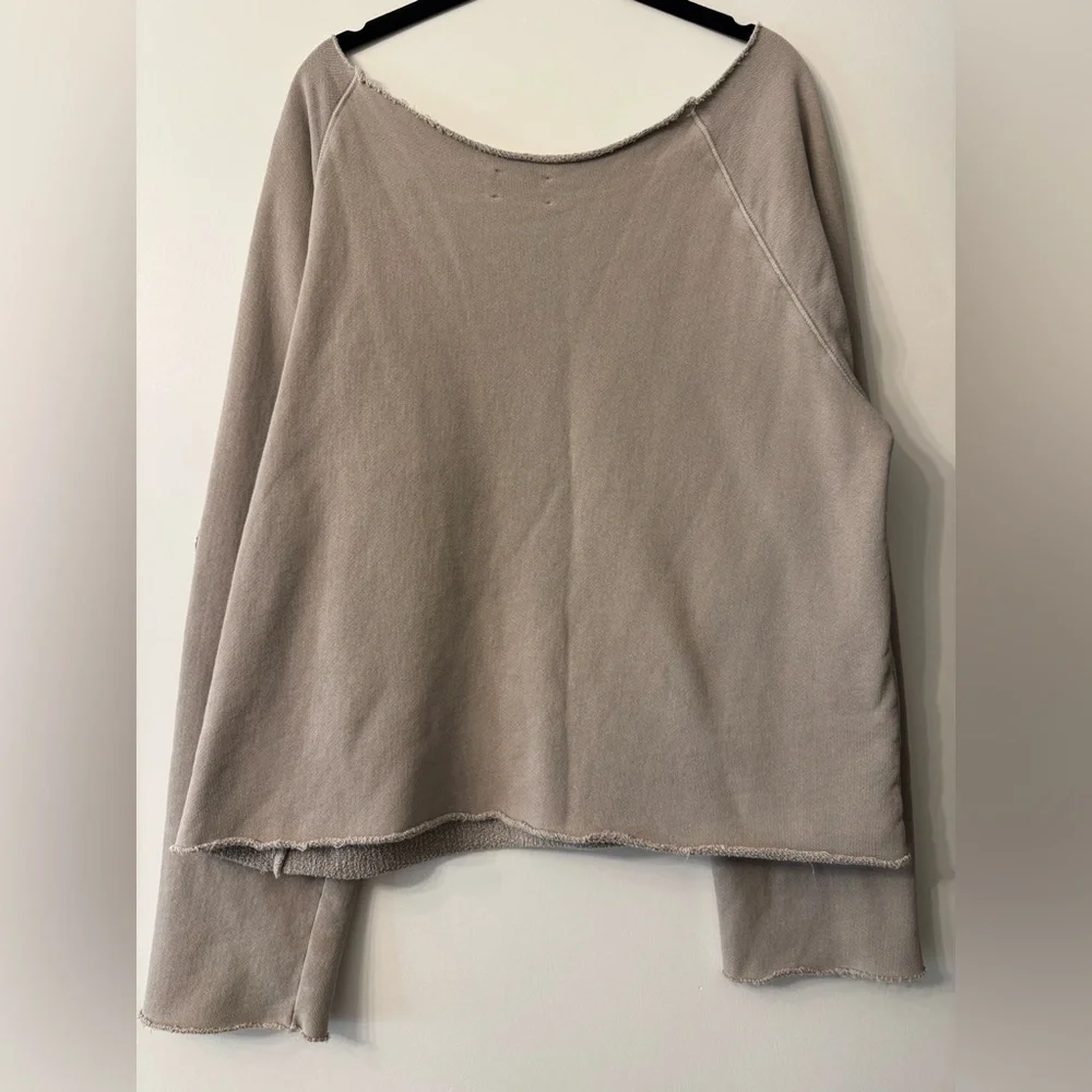 Joah Brown Slouchy Pullover Sweatshirt - 2 Size - S/M Sand French Terry - Picture 5 of 8
